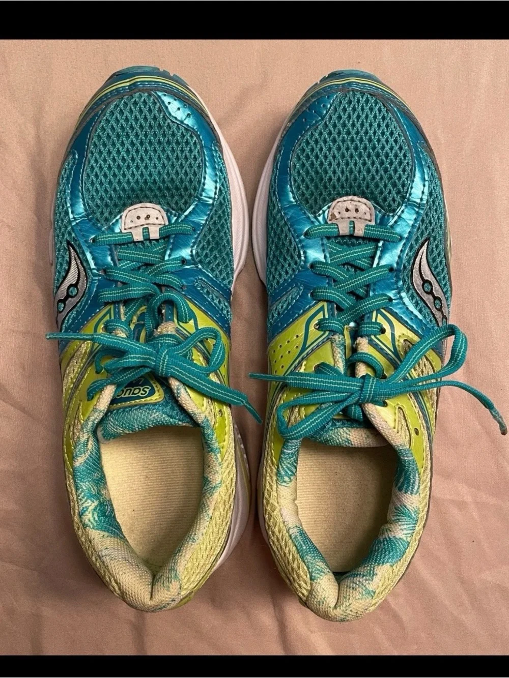Saucony Lancer Women Shoes 7.5 Teal and Lime Trail Running Shoes